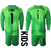 Francuska Hugo Lloris #1 Golmanski Gostujuci Dres za djecu SP 2022 Dugi Rukav (+ Kratke hlače)